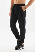 Unisex Lastik Paçalı Eşofman Altı - Siyah - 5