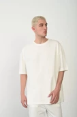 Unisex Basic Bisiklet Yaka Oversize T-Shirt - Beyaz - 1
