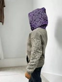 Kadın Baskılı Kapüşonlu Sweatshirt - Gri - 3