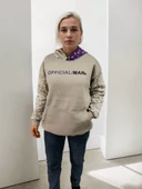 Kadın Baskılı Kapüşonlu Sweatshirt - Gri - 1