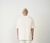 Unisex Basic Bisiklet Yaka Oversize T-Shirt - Beyaz - 2