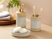 English Home Leaf 3'lü Banyo Seti 8x8x20+7x7x10+14x10x3 Cm Gri - 1