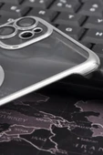 iPhone 11 Uyumlu Gümüş Gri Silver Renkli İnce Kenarlı Şeffaf Sert Kapak Kılıf - 3