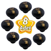 8 Adet Asya Kulp Siyah Polimer Düğme Kulp Mantar Mobilya Mutfak Dolabı Çekmece Kulbu Kulpları thumbnail 1