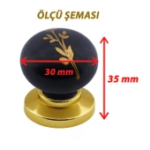 8 Adet Asya Kulp Siyah Polimer Düğme Kulp Altın Tabla Mobilya Mutfak Dolabı Çekmece Kulbu Kulpları thumbnail 2