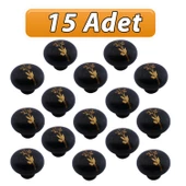 15 Adet Asya Kulp Siyah Polimer Düğme Kulp Mantar Mobilya Mutfak Dolabı Çekmece Kulbu Kulpları - 1