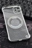 iPhone 11 Uyumlu Gümüş Gri Silver Renkli İnce Kenarlı Şeffaf Sert Kapak Kılıf - 5