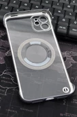 iPhone 11 Uyumlu Mavi Renkli İnce Kenarlı Şeffaf Sert Kapak Kılıf - 5