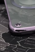 iPhone 11 Uyumlu Mor Renkli İnce Kenarlı Şeffaf Sert Kapak Kılıf thumbnail 4