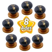 8 Adet Asya Kulp Siyah Polimer Düğme Kulp Bakır Tabla Mobilya Mutfak Dolabı Çekmece Kulbu Kulpları thumbnail 1