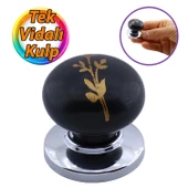 Asya Kulp Siyah Polimer Düğme Kulp Krom Tabla Mobilya Mutfak Dolabı Çekmece Kulbu Kulpları - 1