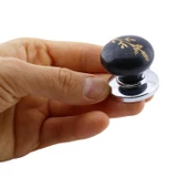 15 Adet Asya Kulp Siyah Polimer Düğme Kulp Krom Tabla Mobilya Mutfak Dolabı Çekmece Kulbu Kulpları thumbnail 3