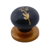 8 Adet Asya Kulp Siyah Polimer Düğme Kulp Bakır Tabla Mobilya Mutfak Dolabı Çekmece Kulbu Kulpları thumbnail 5