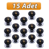 15 Adet Asya Kulp Siyah Polimer Düğme Kulp Krom Tabla Mobilya Mutfak Dolabı Çekmece Kulbu Kulpları thumbnail 1