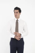 Brianze Krem Kravat Yaka Slim Fit Gömlek - 9
