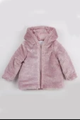Kız Çocuk Kapşonlu Dışı Peluş Ceket - 5