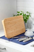 Tilbe Home Standlı Bambu Doğrama Tahtası Ayaklı Sunumluk Tezgahüstü Kesme Tahtası Büyük Boy Kesim Panosu 36x22 - 3