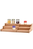 Madamev 3 Katlı Açılır Büyük Boy Bambu Stand Organizer, Tezgahüstü Baharatlık Düzenleyici Mutfak Rafı 57cm - 5