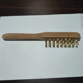 HAGİKİ AHŞAP SAPLI SARI ÇELİK TELLİ FIRÇA , TEMİZLİK FIRÇASI, PİS VE PASLI YÜZEYLERİ TEMİZLEMEK İÇİN - 2