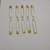 HAGİKİ (10 ADETLİ) 5,5CM UZUNLUĞUNDA NO 4 SARI ÇENGELLİ İĞNE,GOLD RENKLİ ÇATAL İĞNE,BÜYÜK BOY - 1
