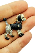 Kristal Taşlı Siyah Poodle Köpek Broş thumbnail 1