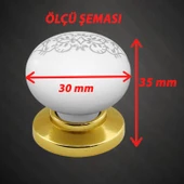 8 Adet Hanımeli Kulp Beyaz Polimer Düğme Kulp Altın Tablalı Mobilya Mutfak Dolabı Çekmece Kulbu Kulpları - 2