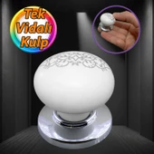 Hanımeli Kulp Beyaz Polimer Düğme Kulp Krom Tablalı Mobilya Mutfak Dolabı Çekmece Kulbu Kulpları - 1