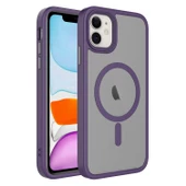 Apple iPhone 11 Kılıf Mat Arka Yüzey Wireless Şarj Özellikli  Flet Magsafe Kapak - 5