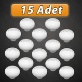 15 Adet Hanımeli Kulp Beyaz Polimer Düğme Kulp Mantar Mobilya Mutfak Dolabı Çekmece Kulbu Kulpları thumbnail 1
