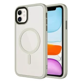 Apple iPhone 11 Kılıf Mat Arka Yüzey Wireless Şarj Özellikli  Flet Magsafe Kapak - 2