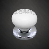 8 Adet Hanımeli Kulp Beyaz  Polimer Düğme Kulp Krom Tablalı Mobilya Mutfak Dolabı Çekmece Kulbu Kulpları thumbnail 6