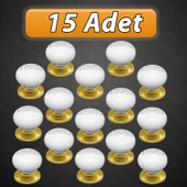 15 Adet Hanımeli Kulp Beyaz Polimer Düğme Kulp Altın Tablalı Mobilya Mutfak Dolabı Çekmece Kulbu Kulpları - 1