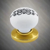 Hanımeli Kulp Beyaz Polimer Düğme Kulp Altın Tablalı Mobilya Mutfak Dolabı Çekmece Kulbu Kulpları thumbnail 6