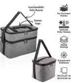 Kamp Piknik Termal Soğutucu Yalıtımlı Buzluk Termos Çanta 2’li Set - 960 Gri - 1