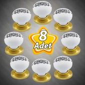 15 Adet Hanımeli Kulp Beyaz Polimer Düğme Kulp Altın Tablalı Mobilya Mutfak Dolabı Çekmece Kulbu Kulpları thumbnail 1