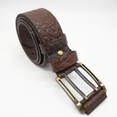 Çift Dilli Yılan Desenli Erkek Deri Kemer Kahve Renk - 6