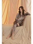 Aydoğan Kadın Kadife Dantel Detaylı Pijama Takımı - 6