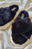 Akınalbella Kadın Çapraz Model Yumuşak Tüylü Rahat Taban Terlik - 8