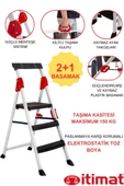 İtimat Extreme Kaliteli 2 basamak +1 Plastik Basamaklı Merdiven Hafif, Kolay Taşınabilir Ev Tipi, Mutfak ve İş - 1