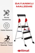 İtimat Extreme Kaliteli 2 basamak +1 Plastik Basamaklı Merdiven Hafif, Kolay Taşınabilir Ev Tipi, Mutfak ve İş - 3