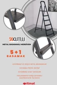 KUTLU Metal Kaliteli 5 Basamaklı +1 Ev Tipi, İş yerine Uygun Özel Tasarım Hafif Merdiven - 5