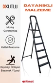 KUTLU Metal Kaliteli 5 Basamaklı +1 Ev Tipi, İş yerine Uygun Özel Tasarım Hafif Merdiven - 3