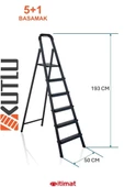 KUTLU Metal Kaliteli 5 Basamaklı +1 Ev Tipi, İş yerine Uygun Özel Tasarım Hafif Merdiven - 2