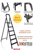 KUTLU Metal Kaliteli 5 Basamaklı +1 Ev Tipi, İş yerine Uygun Özel Tasarım Hafif Merdiven - 1