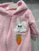 ugurbocegicocuk Tavşan Baskılı Kulaklı Welsoft Bebek Tulum 1227 - 2