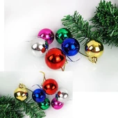 Yıllbaşı Çam Ağacı Süsü Renkli Toplar Noel Ağacı Süsü 12 Li 3 cm thumbnail 5