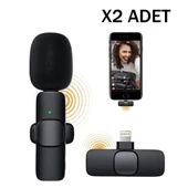 StarkPro K8 Profesyonel lighting Iphone Kablosuz Taşınabilir Yaka Mikrofonu 2Li Paket - 1