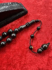 El Yapımı Abanoz Ağacı Tesbih Sığırcık Kesim Halkalı Usta İşçilik thumbnail 4