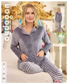 Aydoğan Kadın Wellsoft Peluş Önü Düğmeli Pijama Takımı 240700 - 5
