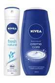 Nivea Fresh Natural Kadın Deodorant Sprey 150 ml+Creme Care Duş Jeli 250 ml - 1